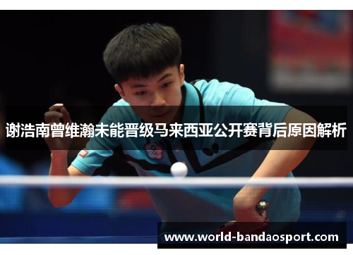 谢浩南曾维瀚未能晋级马来西亚公开赛背后原因解析
