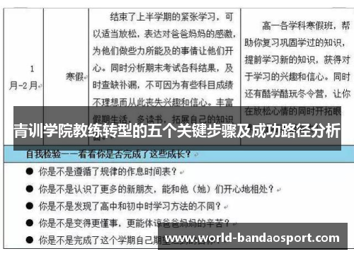 青训学院教练转型的五个关键步骤及成功路径分析 青训学院教练转型的五个关键步骤及成功路径分析